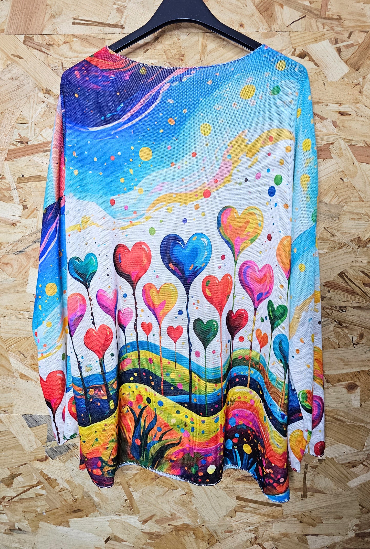 Pull fin coeurs multicolores
