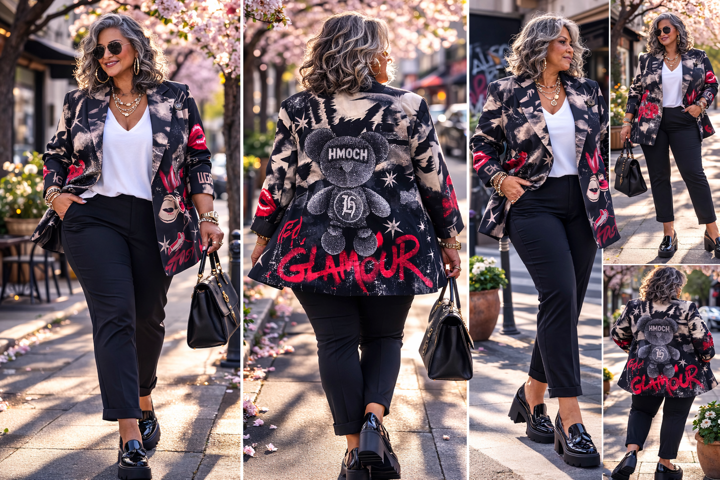 Veste tailleur noire , motifs ourson