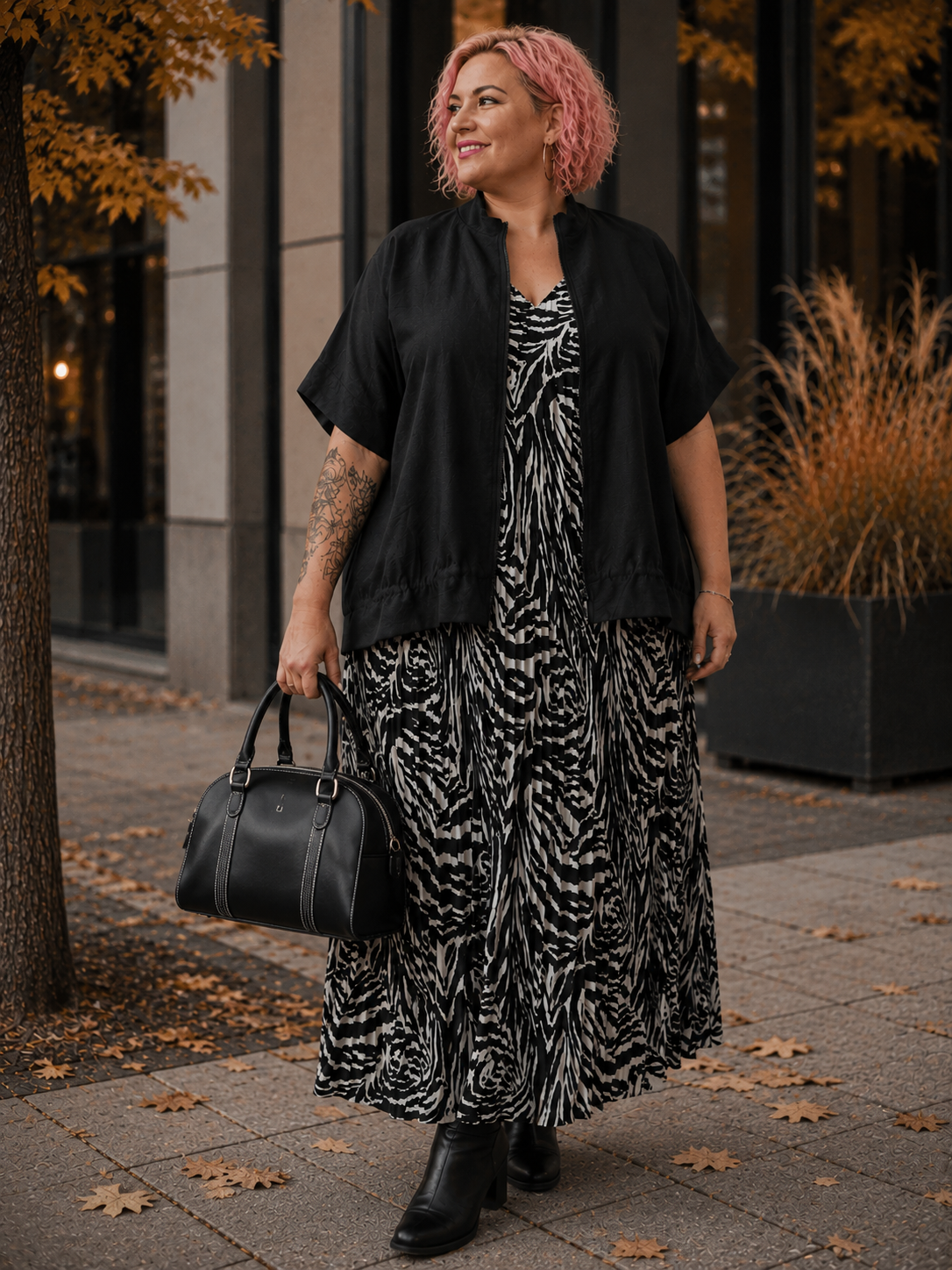 Veste contemporaine zippée, manches courtes
