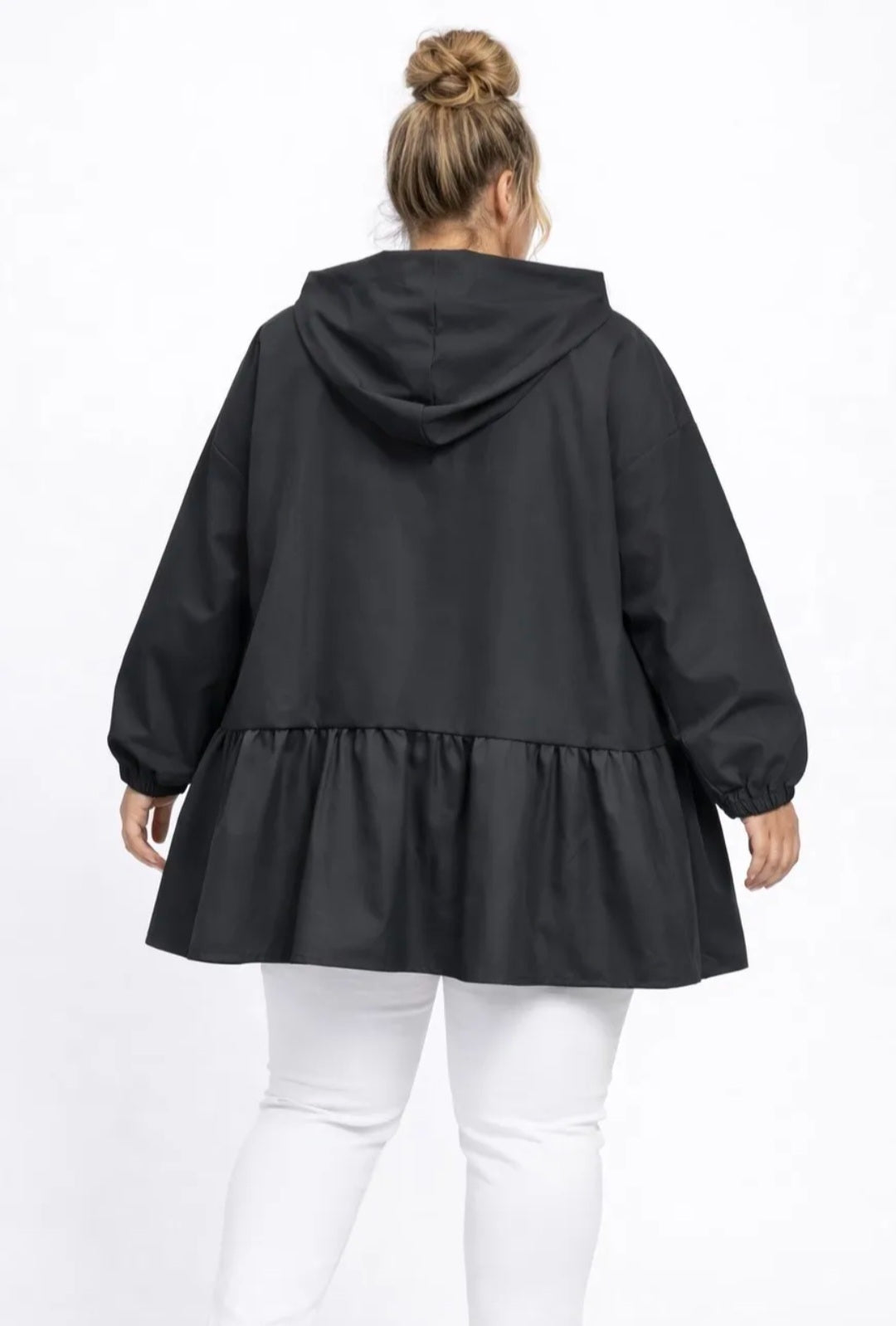 Blouson trench zippé, coupe péplum