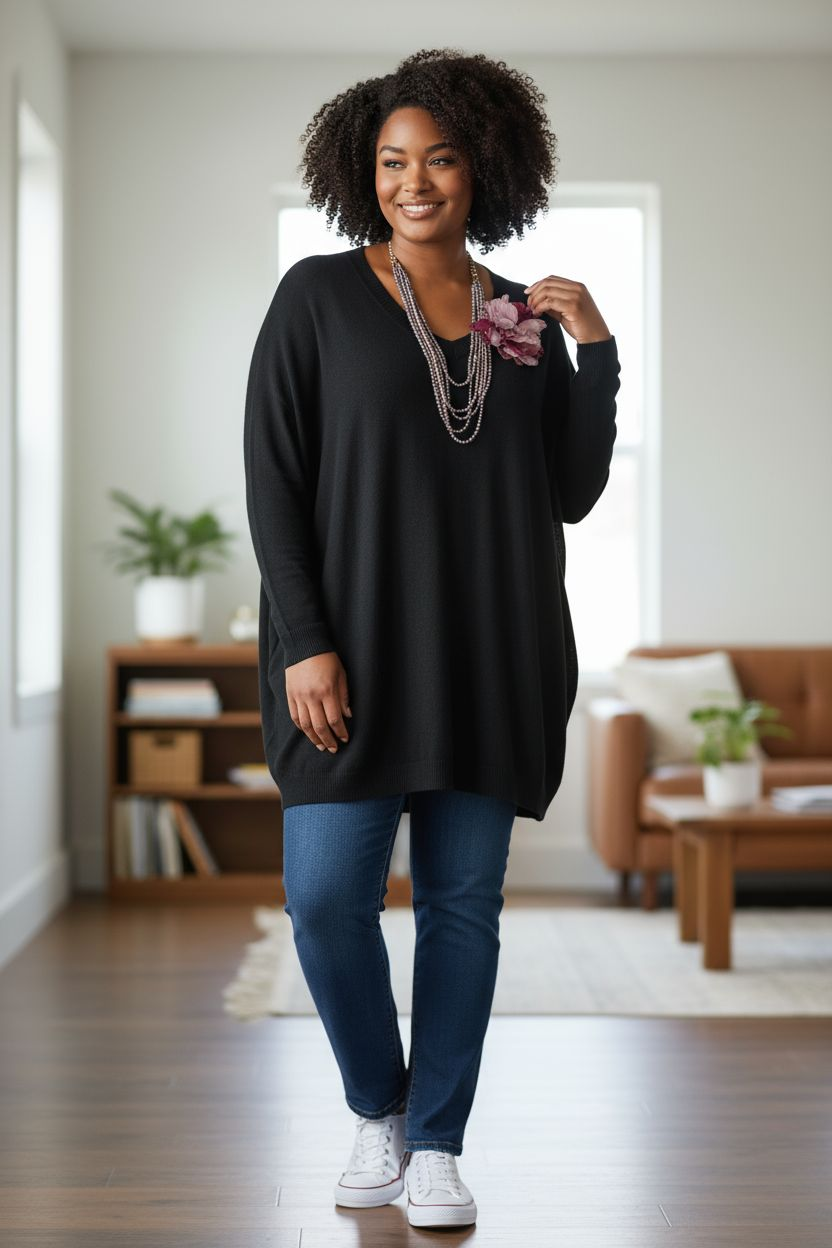 Pull col V long stretch et super doux