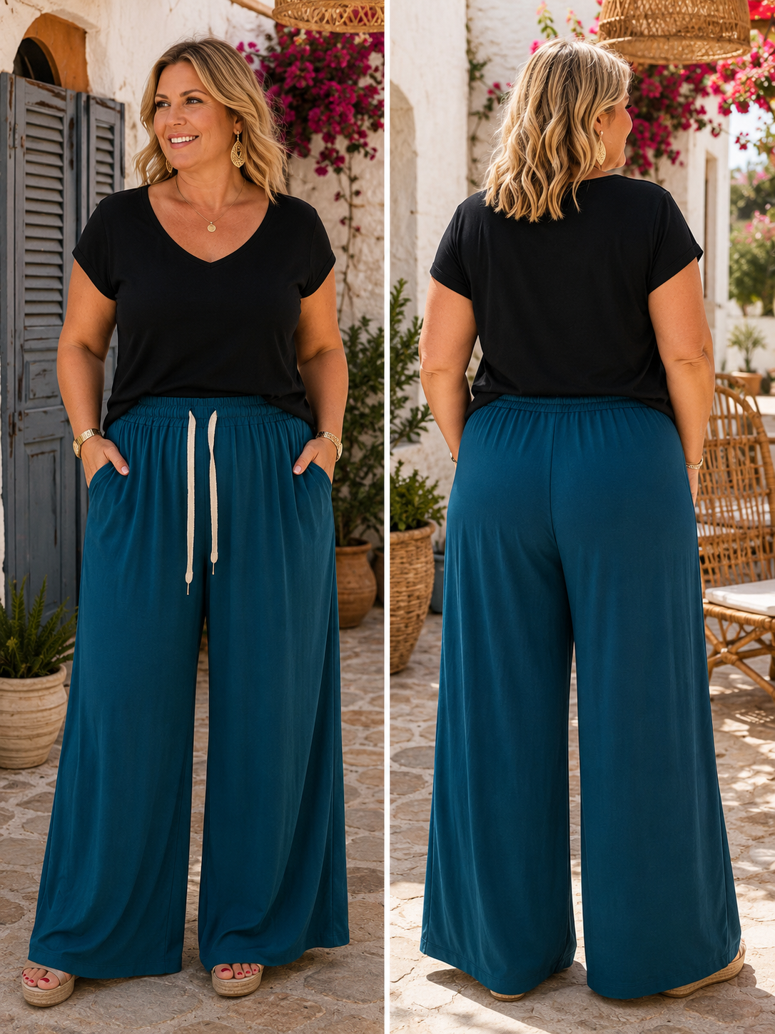Pantalon palazzo crêpe de viscose