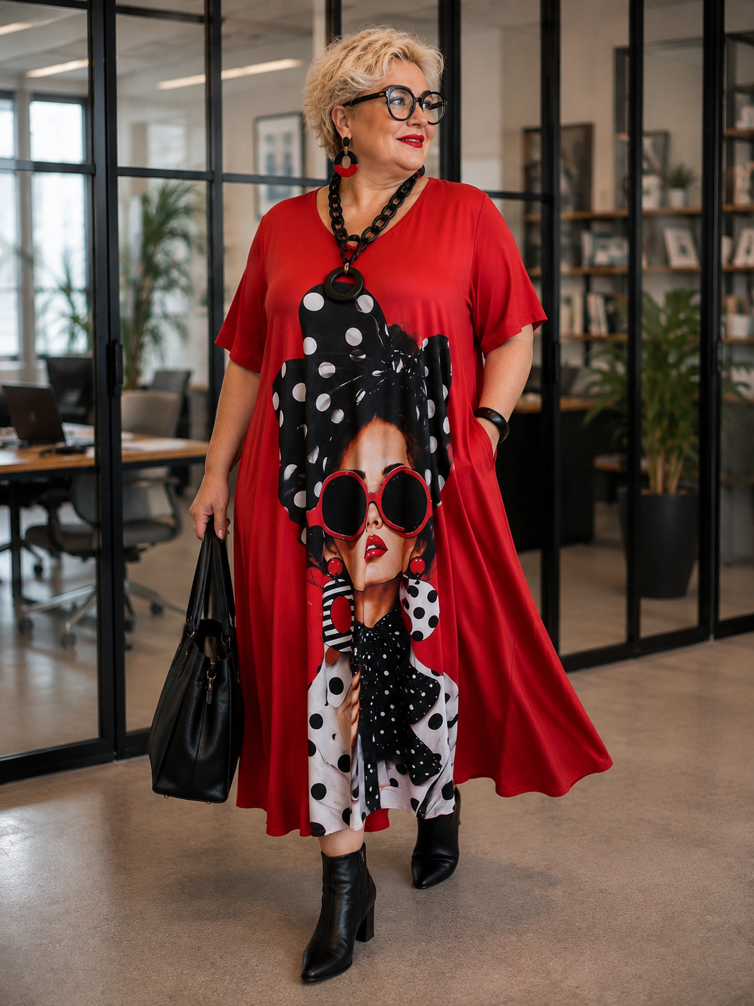 Robe rouge portrait " femme chic "