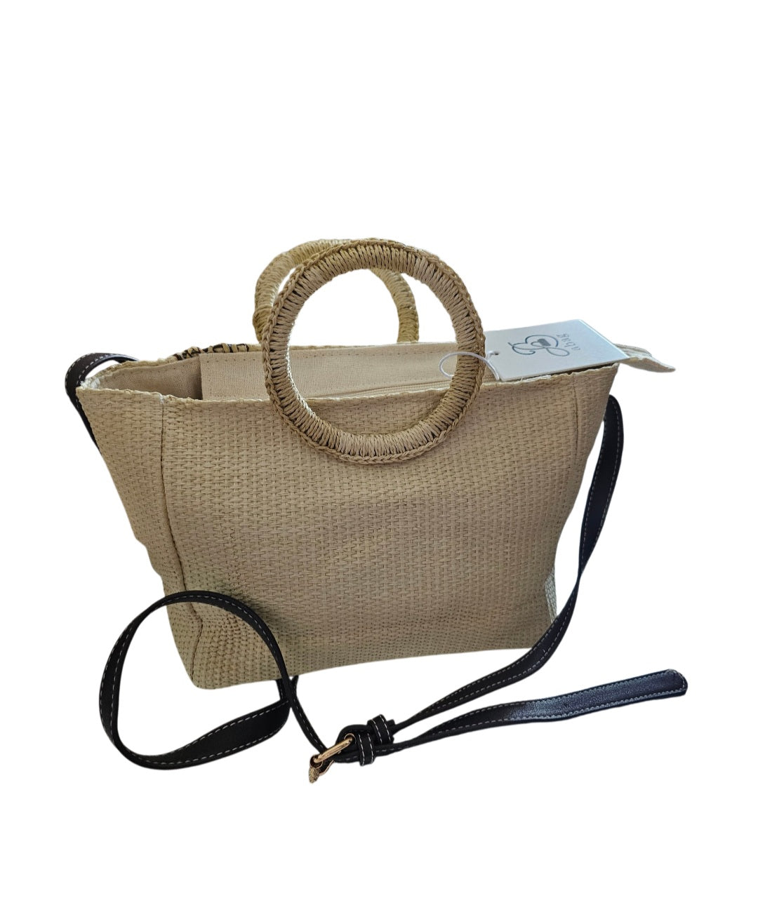 Sac rafia bicolore anses rondes