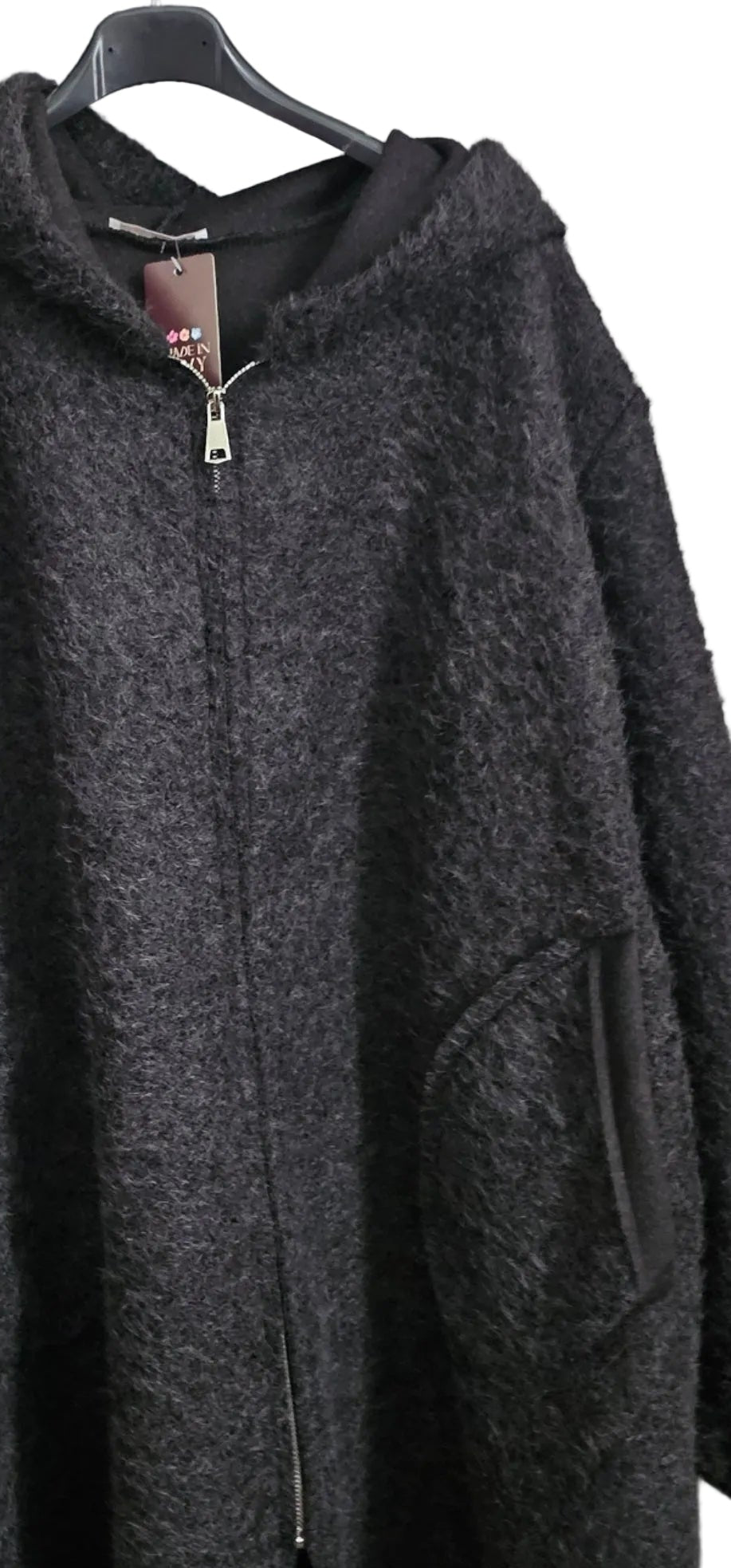 Manteau duveteux coupe trapèze