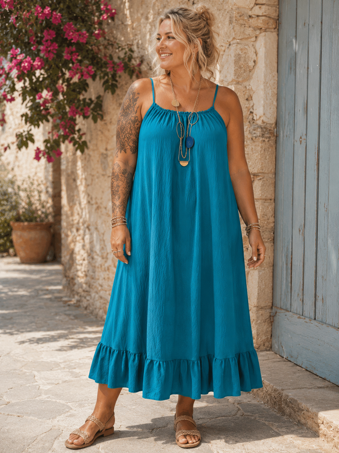 Robe longue à bretelles