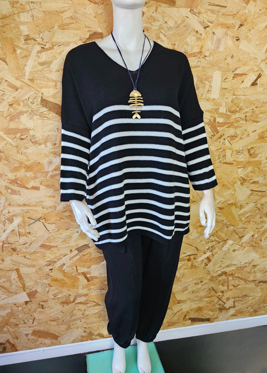 Pull marinière plus size