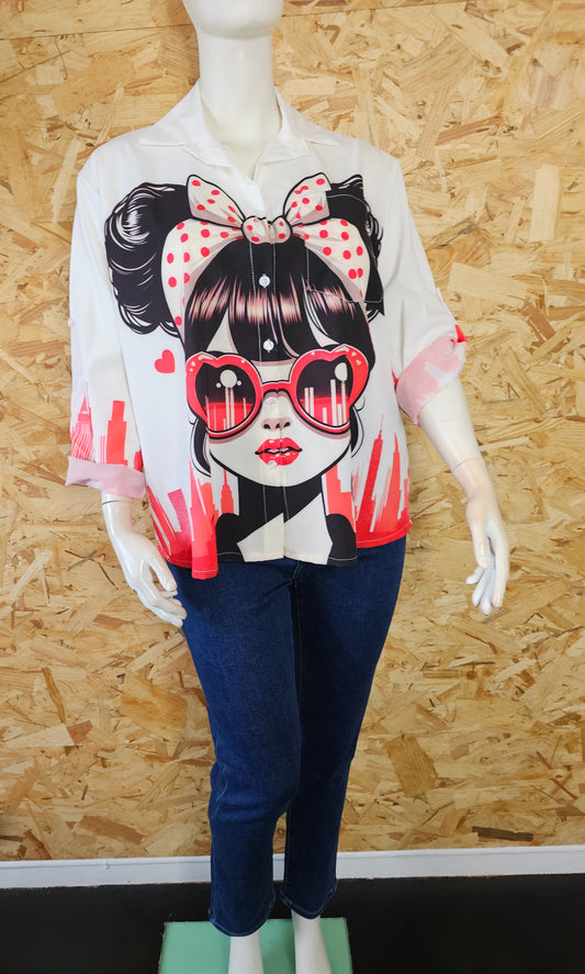 Chemise fille à lunettes