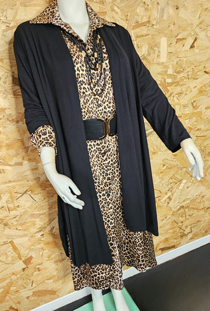Robe chemise léopard satinée