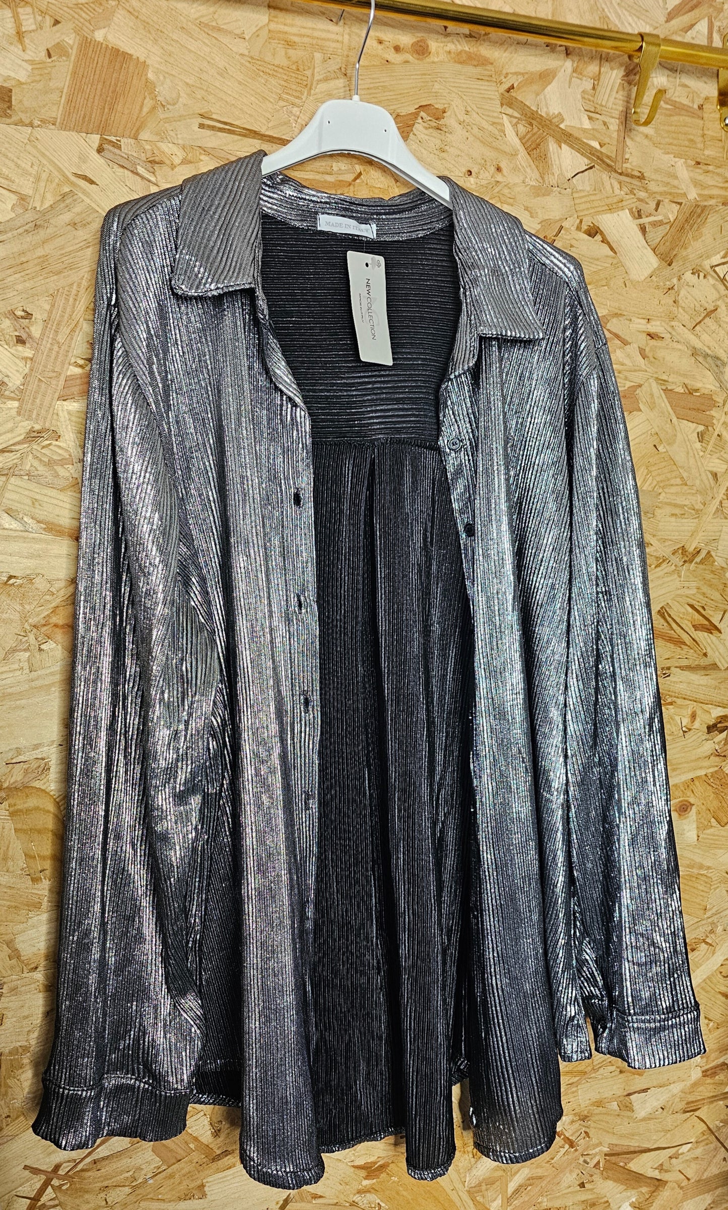 Chemise argent aspect gaufré