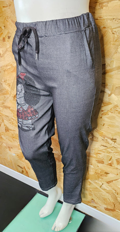 Pantalon super stretch "Mafalda" ou "Rolling stones" "motifs diamants