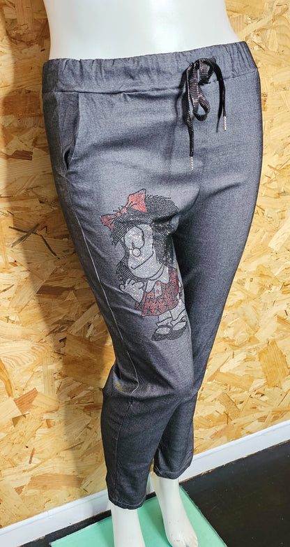 Pantalon super stretch "Mafalda" ou "Rolling stones" "motifs diamants