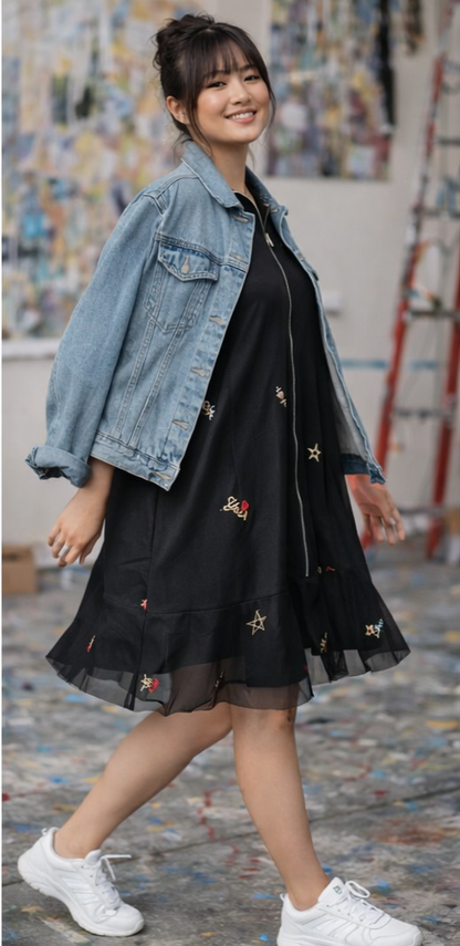 Robe en résille brodée et doublée