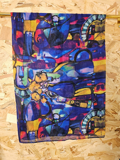 Foulard vif, motifs abstraits