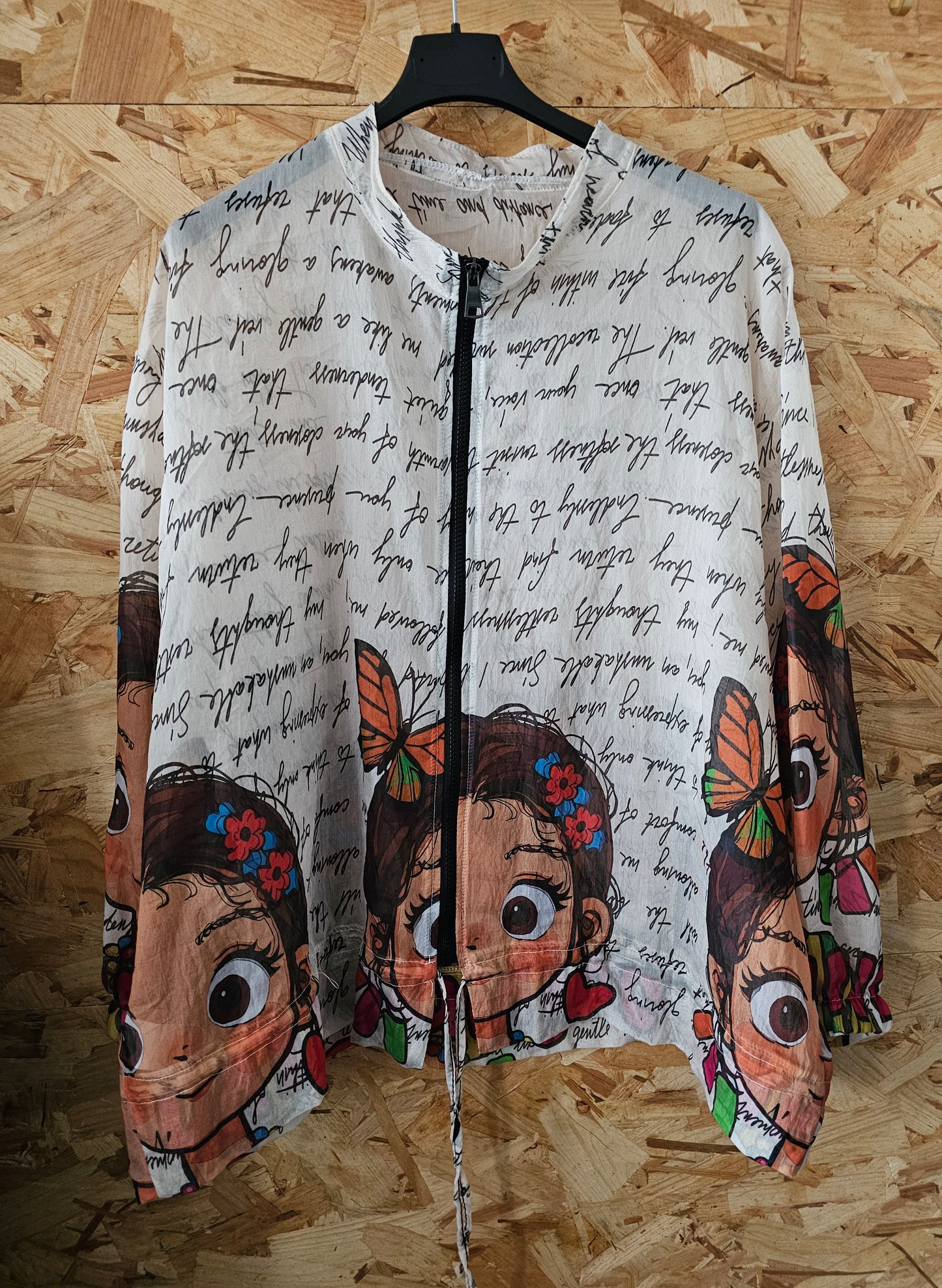 Veste motif fillette en crèpe de mousseline