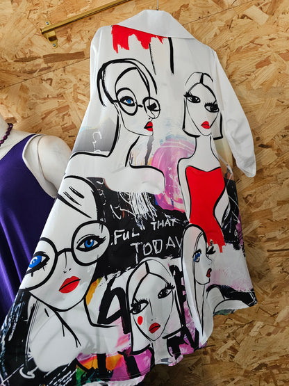 Chemise longue imprimé femmes graphiques