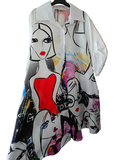Chemise longue imprimé femmes graphiques