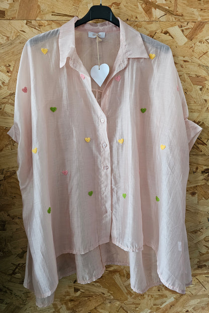Chemise ou surchemise cerises ou coeurs
