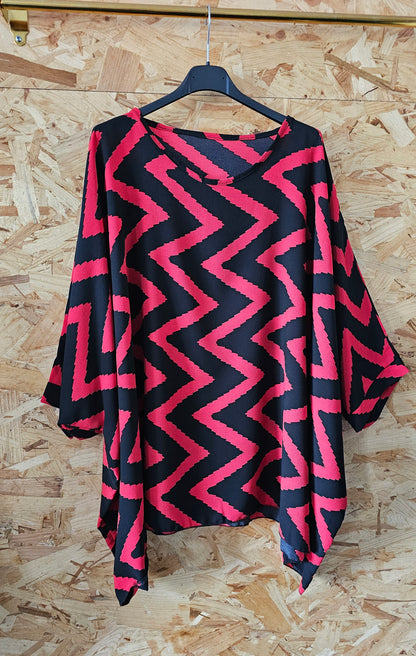Tunique oversize motifs zig-zag