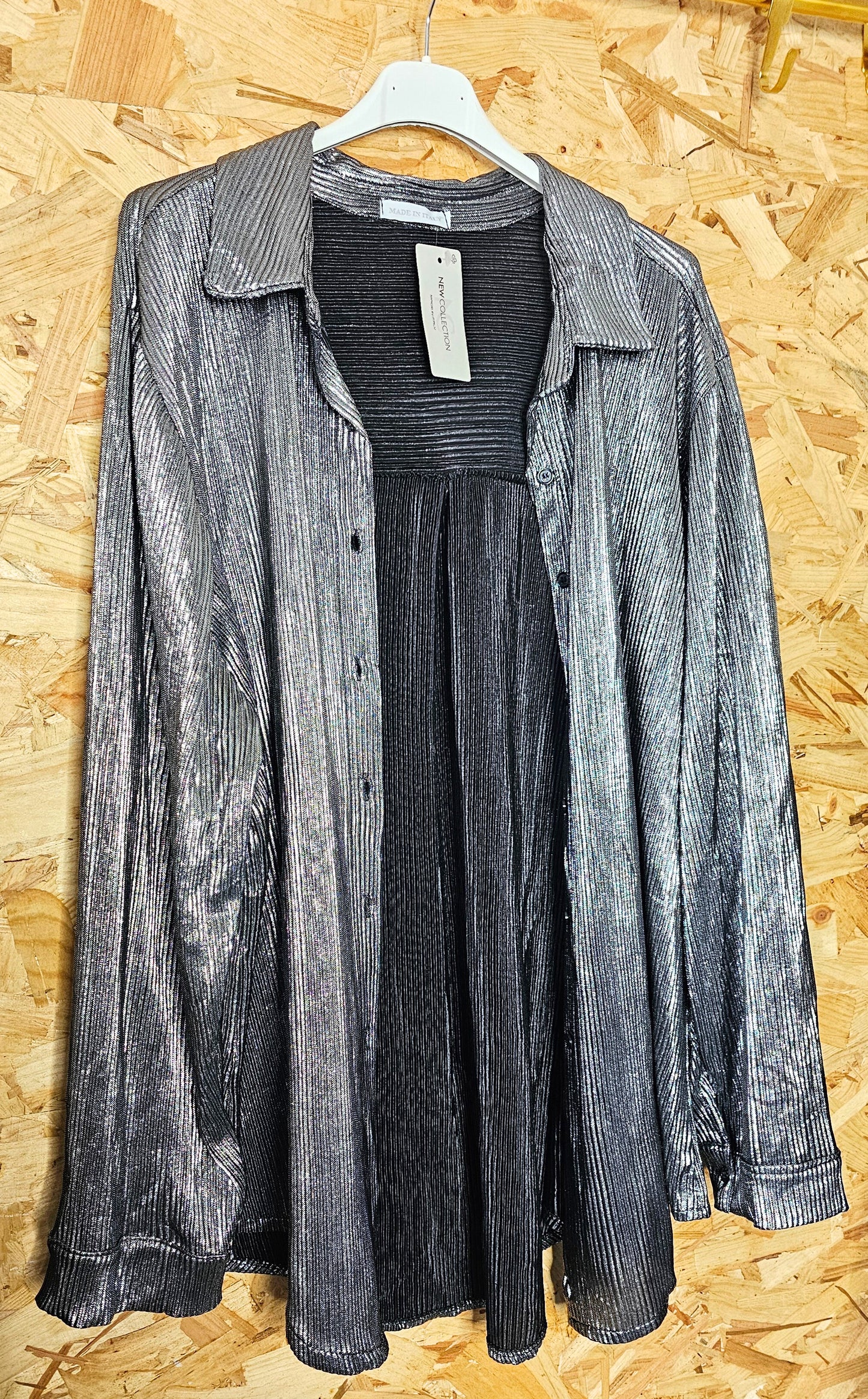 Chemise argent aspect gaufré