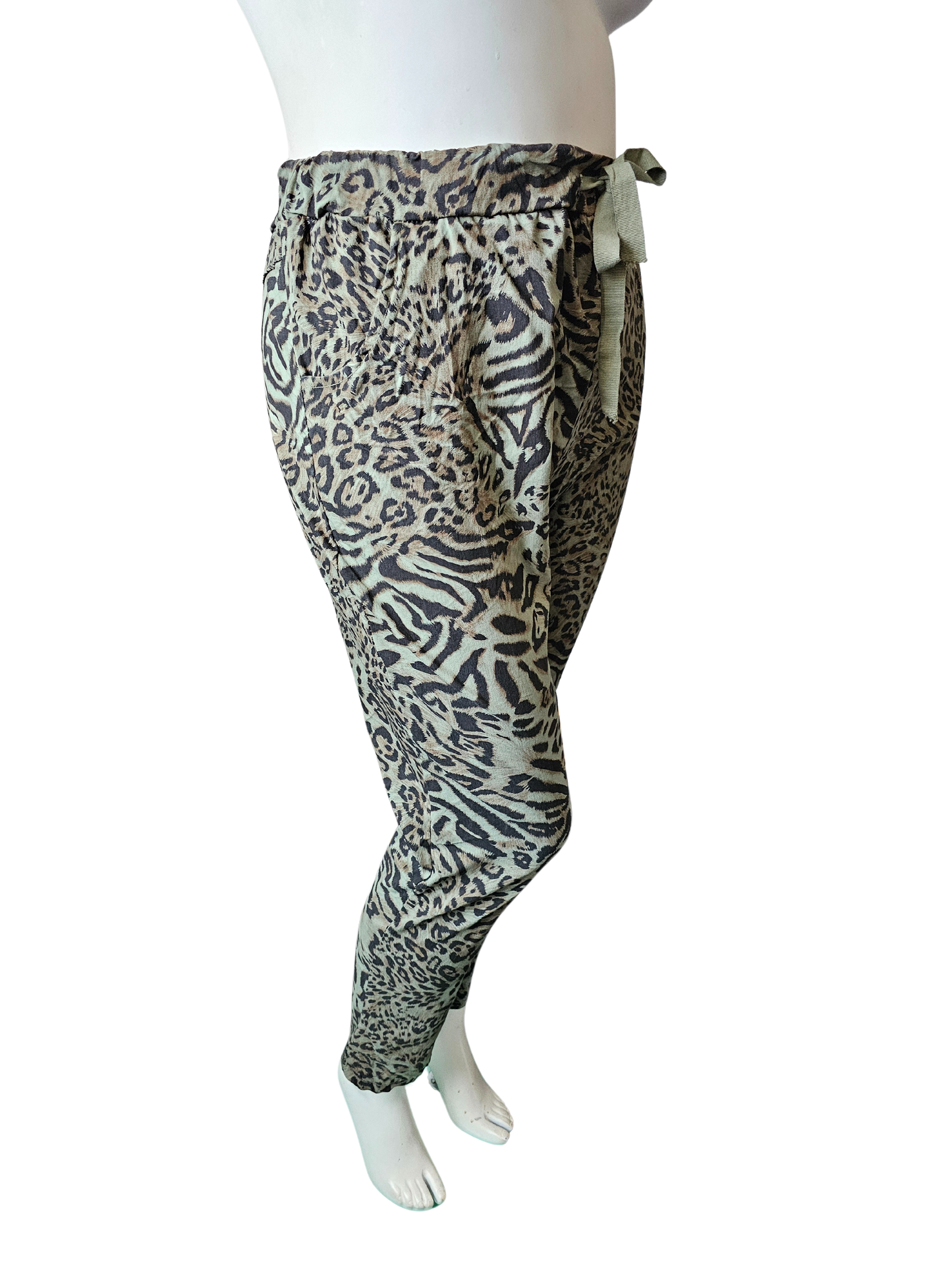 Pantalon léopard kaki ultra stretch