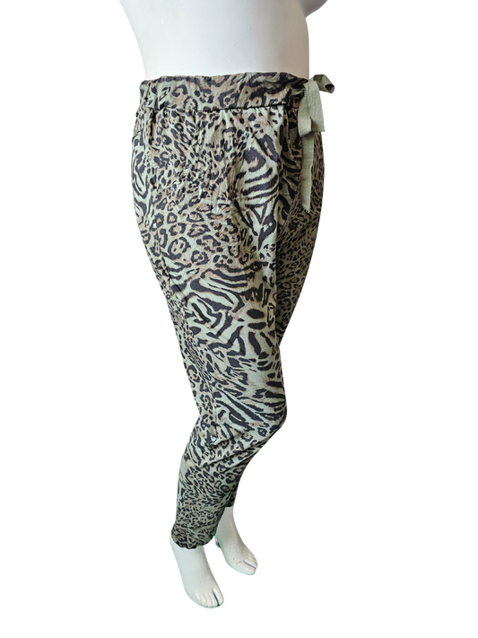 Pantalon léopard kaki ultra stretch