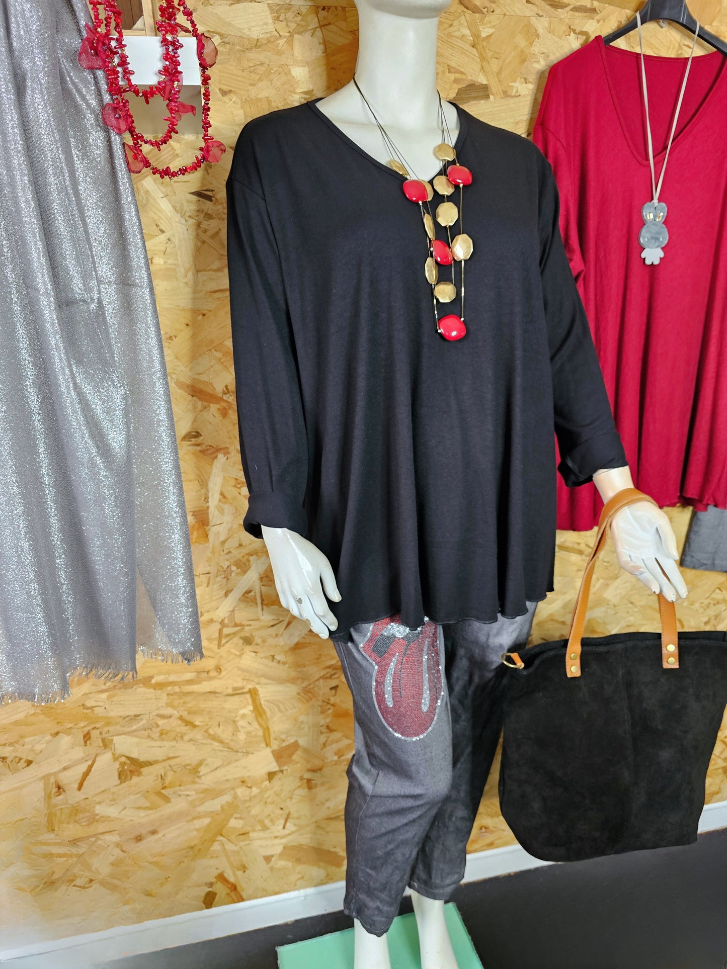 Pantalon super stretch "Mafalda" ou "Rolling stones" "motifs diamants