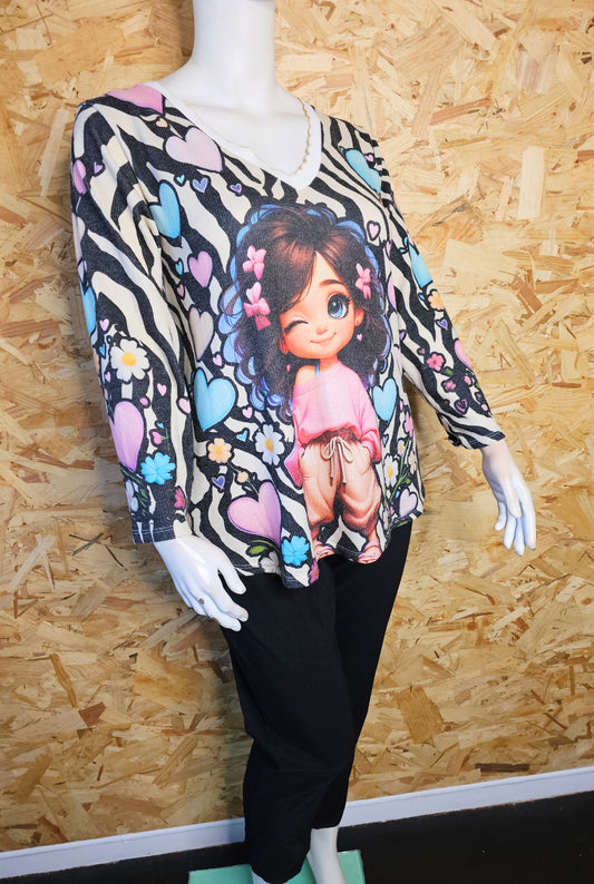 Pull motif "fillette"