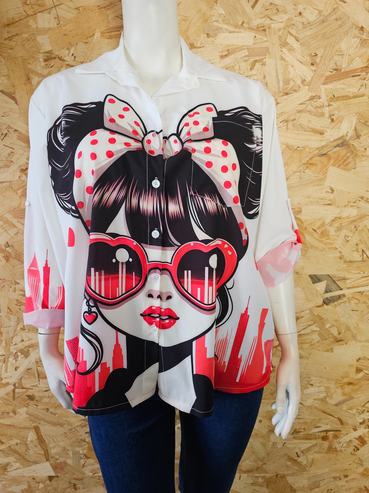 Chemise fille à lunettes