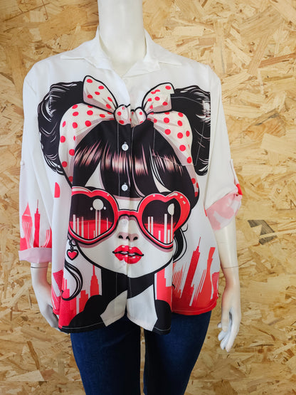 Chemise fille à lunettes