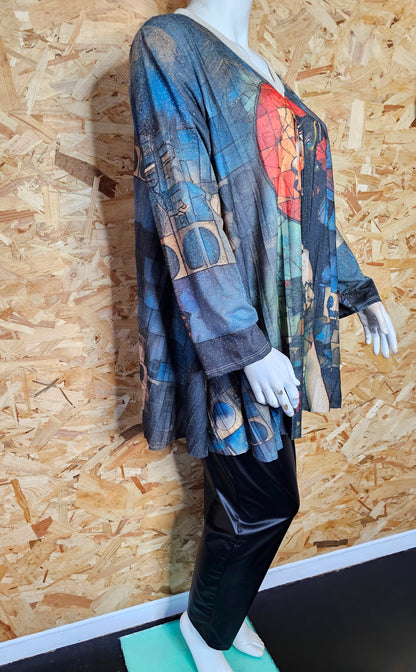 Tunique évasée, plissée motif "art déco"