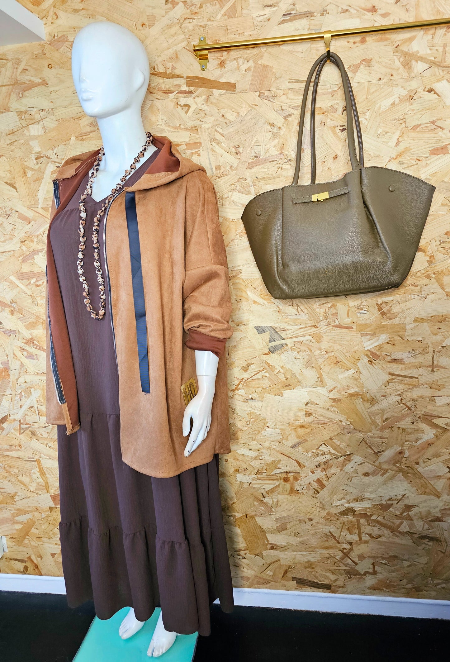 Parka Camel, suédine lycra