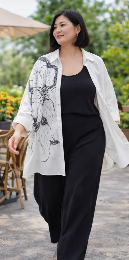 Chemise longue ou surchemise florale