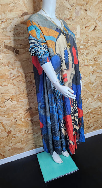 Robe longue plissée évasée, "portrait femme"