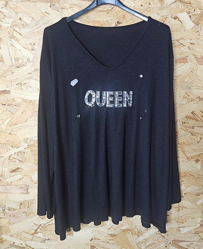 Pull noir, Queen strass