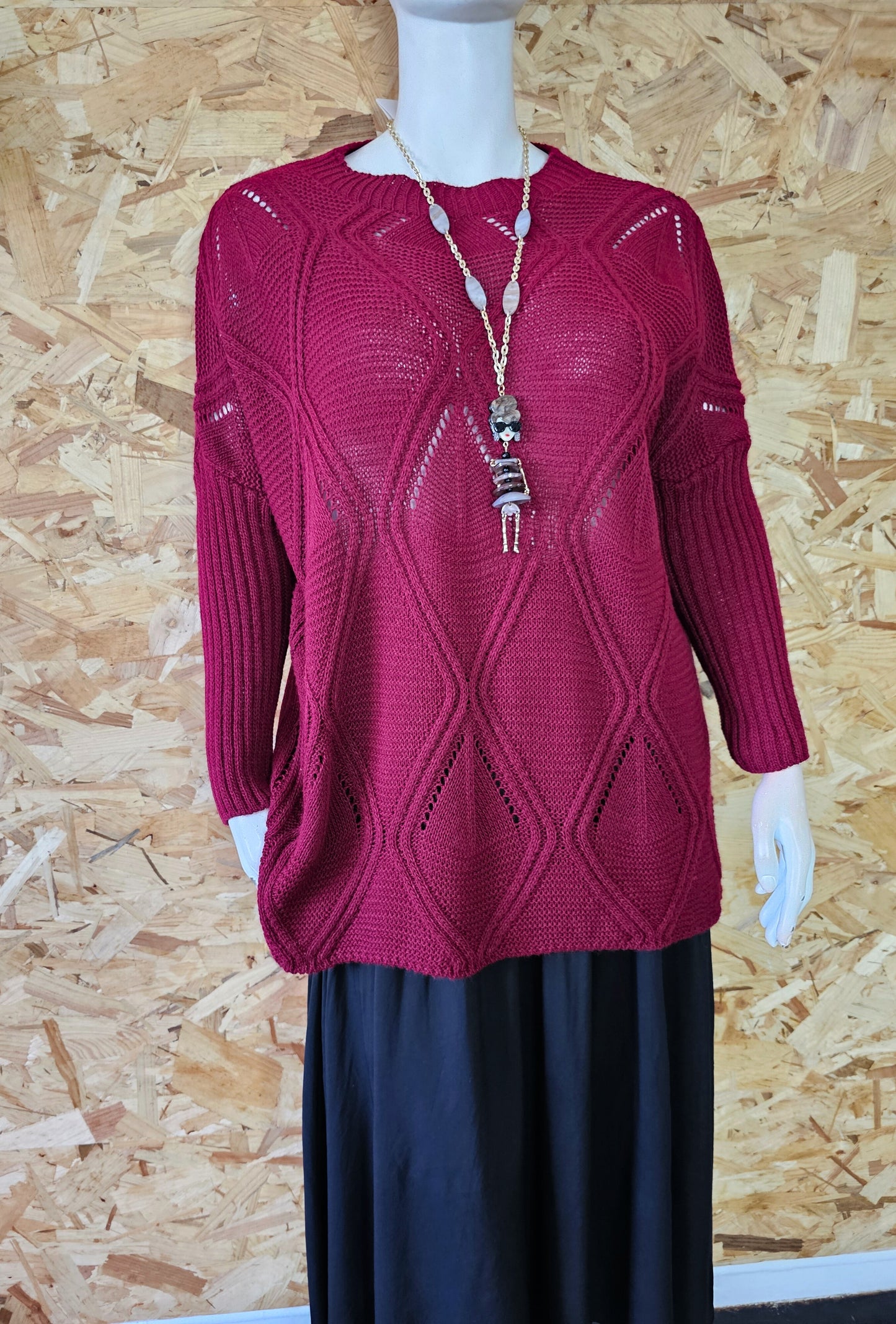 Pull tissage inspiration losanges