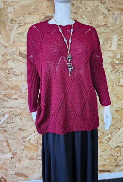 Pull tissage inspiration losanges