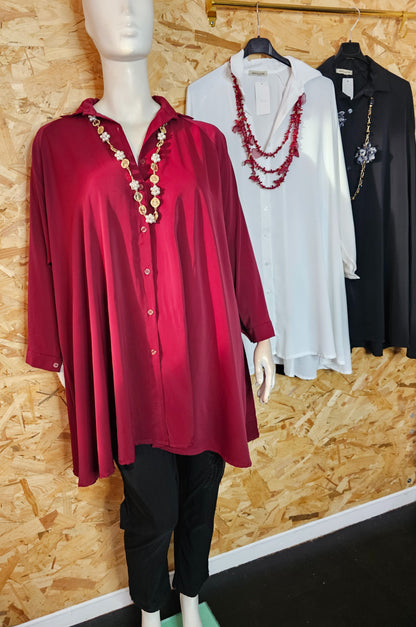 Longue chemise évasée, satinée mat