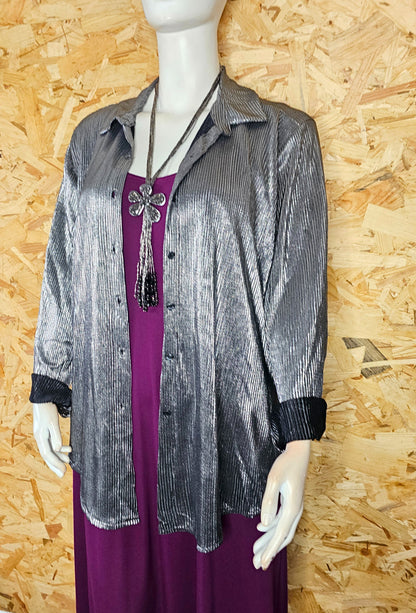 Chemise argent aspect gaufré