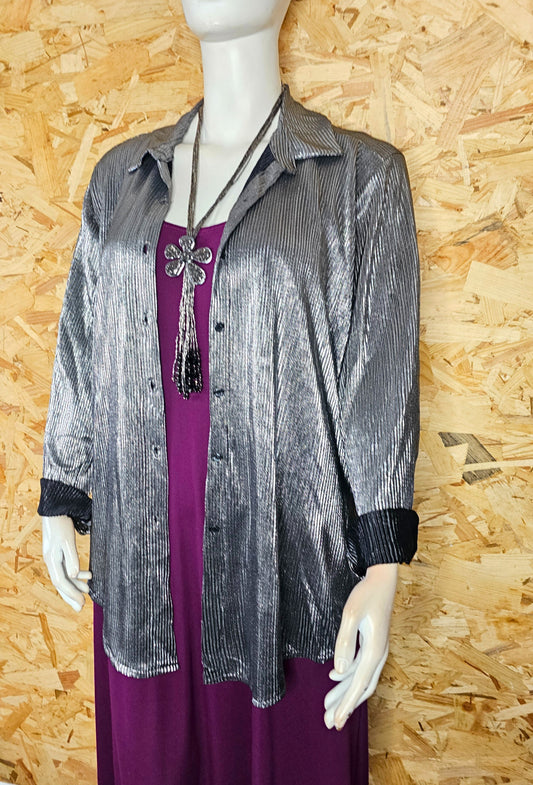 Chemise argent aspect gaufré