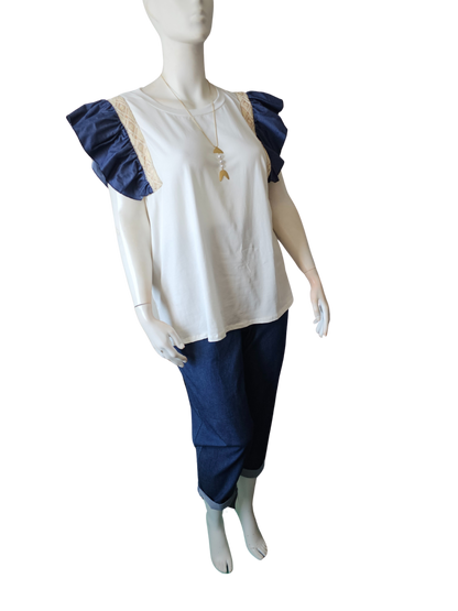 Teeshirt manches froufrous en jean