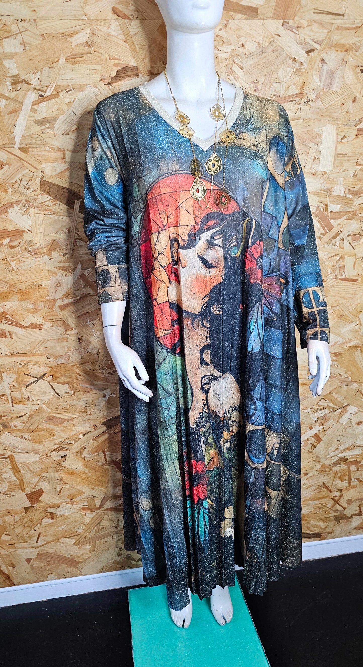 Robe "art déco"plissée évasée