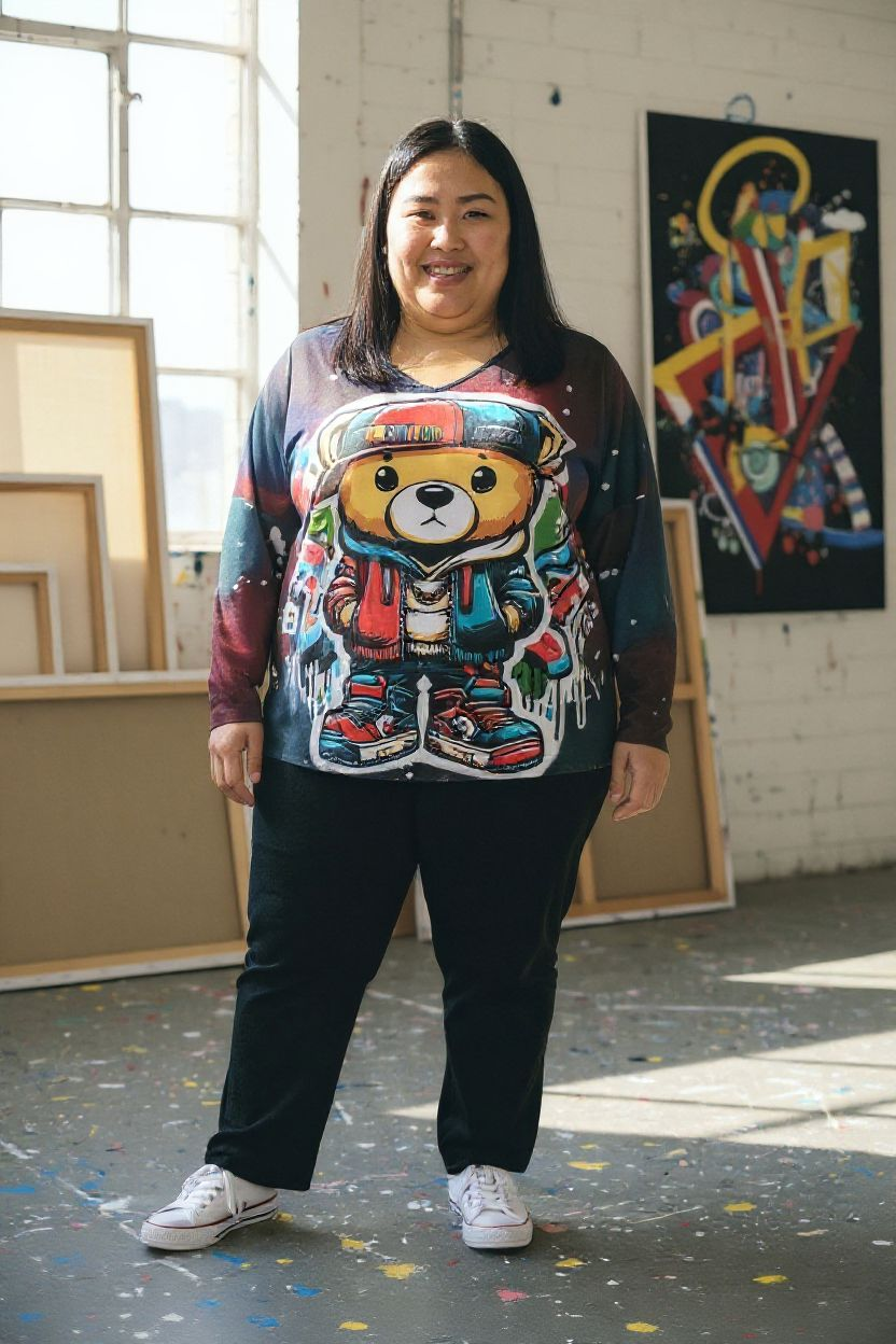 Teeshirt manches longues ourson graffiti