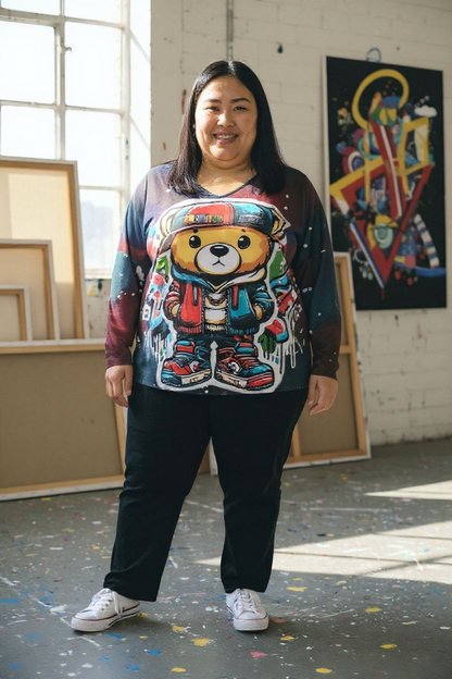 Teeshirt manches longues ourson graffiti