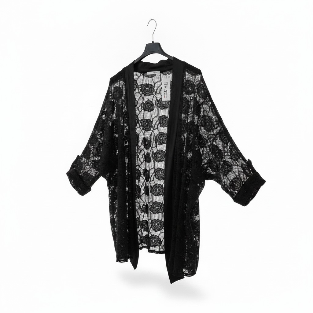 Kimono court en dentelle élasthanne
