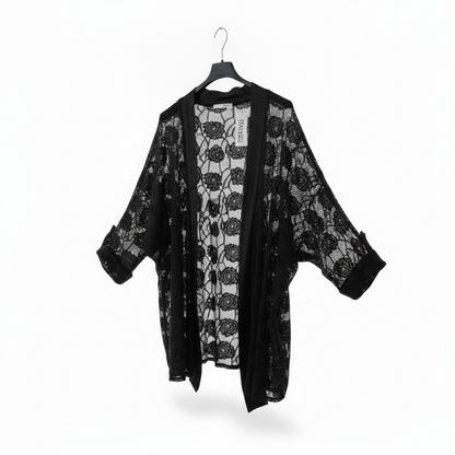 Kimono court en dentelle élasthanne