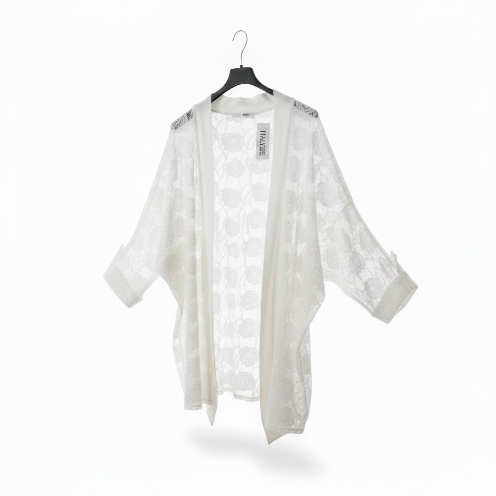 Kimono court en dentelle élasthanne