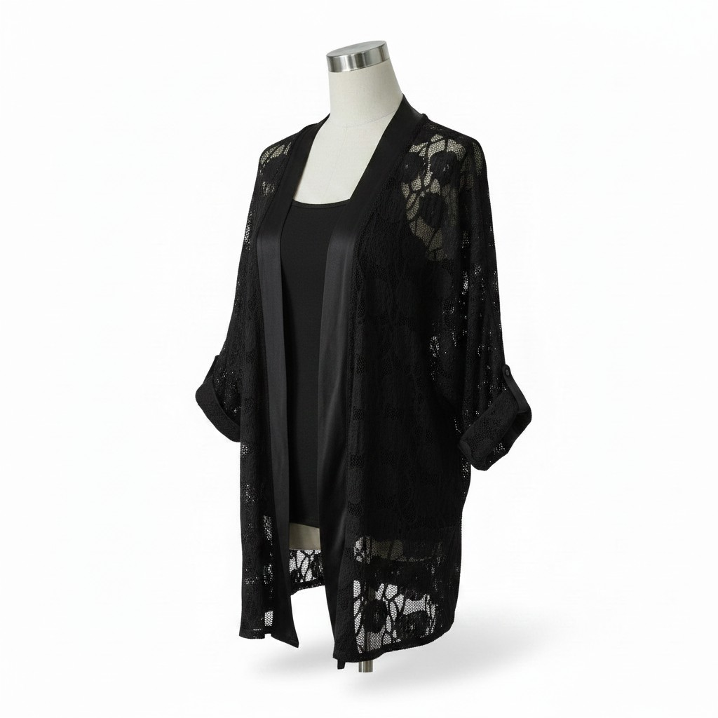 Kimono court en dentelle élasthanne