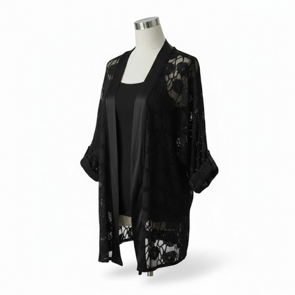 Kimono court en dentelle élasthanne