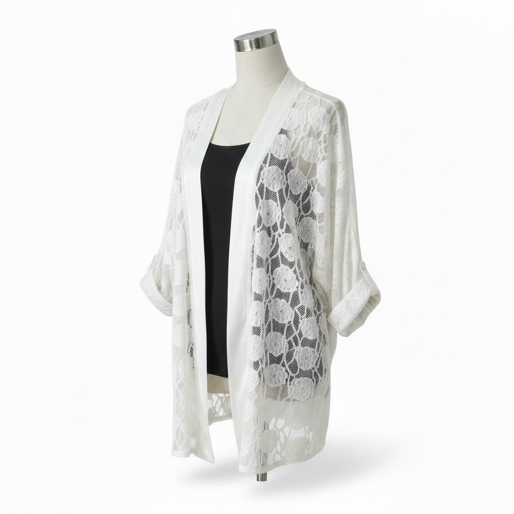 Kimono court en dentelle élasthanne